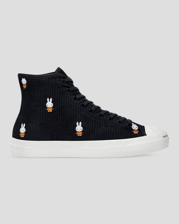 Converse X Pop Trading X Miffy Jack Purcell Pro Corduroy Sort Sko Danmark - Converse Høje Sneakers D